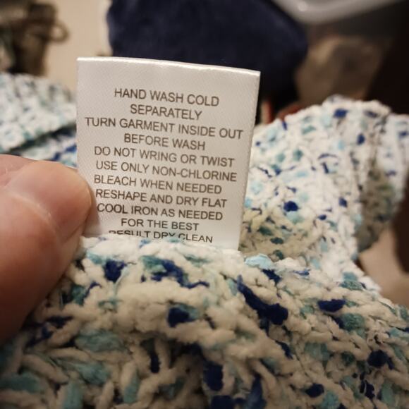 Pink Rose Ivory/ Teal Blue Chunky Knit Sweater Sz XL- NWT - Picture 15 of 15